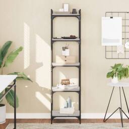 Berkfield Home Decorative Bookcase 5-Tier Grey Sonoma 40x30x154 cm Engineered Wood - Size: 40 x 30 x 154 cm - thumbnail 2