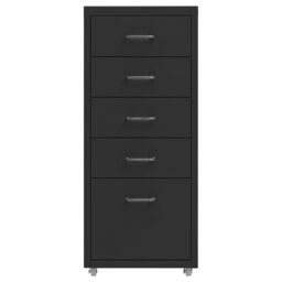 Berkfield Home Mobile File Cabinet Black 28x41x69 cm Metal - Size: 28 x 41 x 69 cm - thumbnail 2