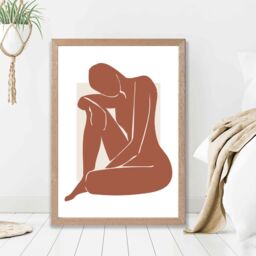 ARTZE Matisse Nude Cream & Terracotta Framed Print SIZE: A3 with Oak Frame - Size: A4 - thumbnail 2