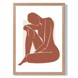 ARTZE Matisse Nude Cream & Terracotta Framed Print SIZE: A3 with Oak Frame - Size: A4 - thumbnail 1