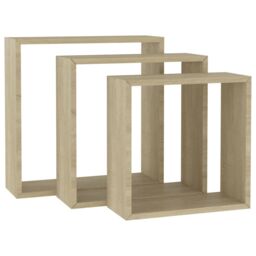 Berkfield Home Wall Cube Shelves 3 pcs Sonoma Oak in Brown - thumbnail 2