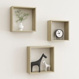 Berkfield Home Wall Cube Shelves 3 pcs Sonoma Oak in Brown - thumbnail 1