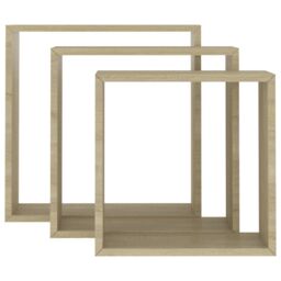 Berkfield Home Wall Cube Shelves 3 pcs Sonoma Oak in Brown - thumbnail 4