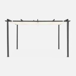 sweeek 3x4m Aluminium Pergola With Retractable Roof in White - thumbnail 2