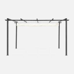 sweeek 3x4m Aluminium Pergola With Retractable Roof in White - thumbnail 4