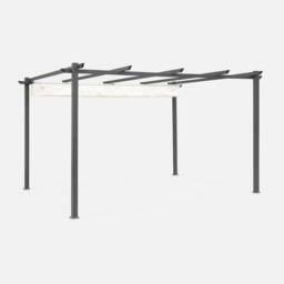 sweeek 3x4m Aluminium Pergola With Retractable Roof in White - thumbnail 3