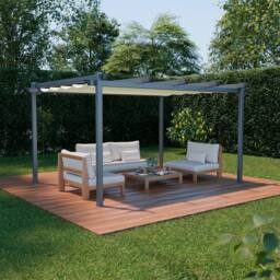 sweeek 3x4m Aluminium Pergola With Retractable Roof in White - thumbnail 6