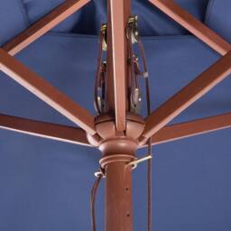 Wyld and Coco Garden Parasol 244 cm Blue Polyester Canopy Birch Wood Pole - thumbnail 8