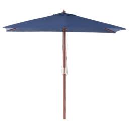 Wyld and Coco Garden Parasol 244 cm Blue Polyester Canopy Birch Wood Pole - thumbnail 2
