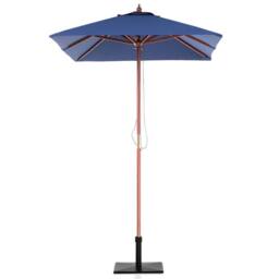 Wyld and Coco Garden Parasol 244 cm Blue Polyester Canopy Birch Wood Pole - thumbnail 4
