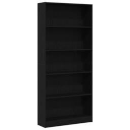 Berkfield Home Bookcase Black Oak 80x24x176 cm Engineered Wood - Size: 80 x 24 x 176 cm - thumbnail 1