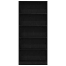 Berkfield Home Bookcase Black Oak 80x24x176 cm Engineered Wood - Size: 80 x 24 x 176 cm - thumbnail 5