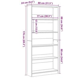 Berkfield Home Bookcase Black Oak 80x24x176 cm Engineered Wood - Size: 80 x 24 x 176 cm - thumbnail 9