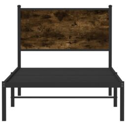 Berkfield Home Metal Bed Frame without Mattress Smoked Oak 90x200 cm in Brown - thumbnail 5