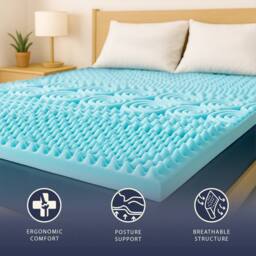 The White Stone Memory Foam Mattress Topper, 5cm Hypoallergenic in White - Size: EU Single - thumbnail 7