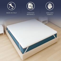 The White Stone Memory Foam Mattress Topper, 5cm Hypoallergenic in White - Size: EU Single - thumbnail 4