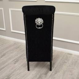 Stratus Interiors Emma Tall Velvet Lion Knocker Dining Chair - Luxury Upholstered Seat in Black - thumbnail 3