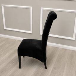 Stratus Interiors Emma Tall Velvet Lion Knocker Dining Chair - Luxury Upholstered Seat in Black - thumbnail 2