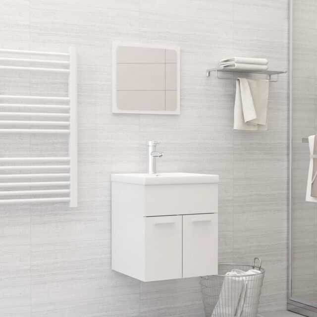 Berkfield Home 2 Piece Bathroom Furniture Set High Gloss White Engineered Wood - image 1