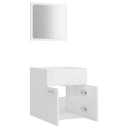 Berkfield Home 2 Piece Bathroom Furniture Set High Gloss White Engineered Wood - thumbnail 5