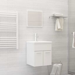 Berkfield Home 2 Piece Bathroom Furniture Set High Gloss White Engineered Wood - thumbnail 1