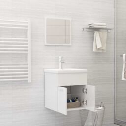 Berkfield Home 2 Piece Bathroom Furniture Set High Gloss White Engineered Wood - thumbnail 3