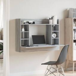 Berkfield Home Modern Wall-Mounted Desk Grey Sonoma 105x48x75 cm Engineered Wood - Size: 105 x 48 x 75 cm - thumbnail 1