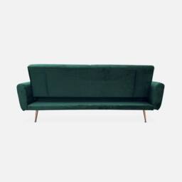 sweeek 3-seater Velvet Convertible Sofa Bed in Dark Green - thumbnail 2