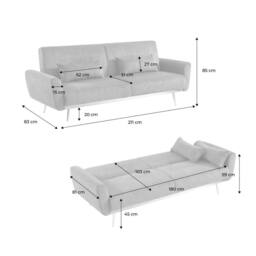 sweeek 3-seater Velvet Convertible Sofa Bed in Dark Green - thumbnail 5