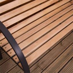 VOGREX 3-Seater Slatted Garden Bench - Pine Wood Outdoor Patio Park Furniture in Brown - thumbnail 3