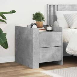 Berkfield Home Decorative Bedside Cabinet Concrete Grey 45x50x50 cm Engineered Wood - Size: 45 x 50 x 50 cm - thumbnail 2