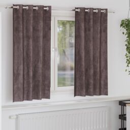 Berkfield Home Velvet Curtains 2 pcs with Eyelets Brown 175x140 cm - thumbnail 1