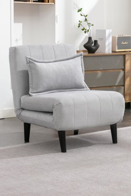 More4Homes Harper 1 Seater Folding Clic Clac Fabric Lounge Futon Sofa Bed in Grey - image 1