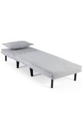 More4Homes Harper 1 Seater Folding Clic Clac Fabric Lounge Futon Sofa Bed in Grey - thumbnail 4