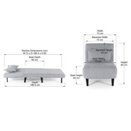 More4Homes Harper 1 Seater Folding Clic Clac Fabric Lounge Futon Sofa Bed in Grey - thumbnail 7