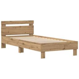 Berkfield Home Bed Frame with LED Lights Artisan Oak 100x200 cm in Brown - thumbnail 4