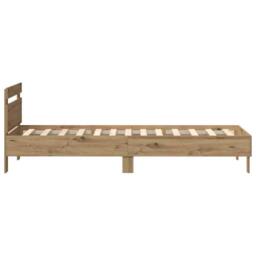 Berkfield Home Bed Frame with LED Lights Artisan Oak 100x200 cm in Brown - thumbnail 6