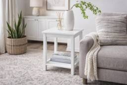 SPOT ON DEALZ White Bedside Table 2 Tier Nightstand with Storage Shelf