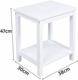 SPOT ON DEALZ White Bedside Table 2 Tier Nightstand with Storage Shelf - thumbnail 2