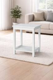 SPOT ON DEALZ White Bedside Table 2 Tier Nightstand with Storage Shelf - thumbnail 5
