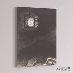 "Artery8 Glimmering Head Suspended Redon Vintage Canvas Wall Art in Grey - Size: W18"" x H24""" - thumbnail 2