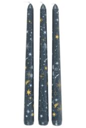 KDMD Set of 3 Starry Night Taper Candles in Teal - thumbnail 3