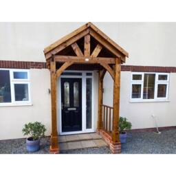 Dunster House Wooden Porch Canopy Kit 2m x 1.5m Black Shingles Pressure Treated in Brown - thumbnail 3