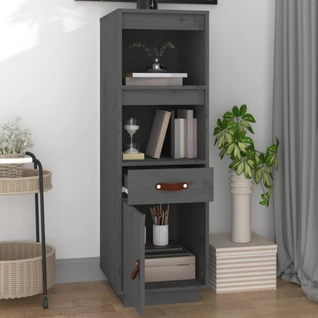 Berkfield Home Highboard Grey 34x40x108, 5 cm Solid Wood Pine - image 1