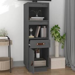 Berkfield Home Highboard Grey 34x40x108, 5 cm Solid Wood Pine - thumbnail 1