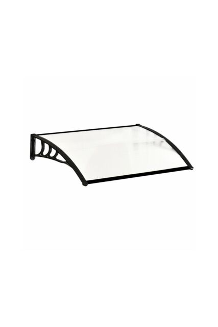 1.2x0.8m Window Door Awning - Convex Plastic Canopy with Aluminium Frame & Brackets, Black - image 1
