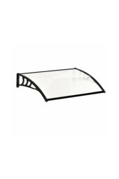 1.2x0.8m Window Door Awning - Convex Plastic Canopy with Aluminium Frame & Brackets, Black