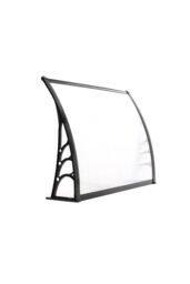 1.2x0.8m Window Door Awning - Convex Plastic Canopy with Aluminium Frame & Brackets, Black - thumbnail 2
