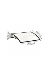 1.2x0.8m Window Door Awning - Convex Plastic Canopy with Aluminium Frame & Brackets, Black - thumbnail 3