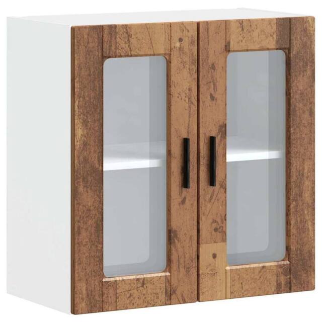 Berkfield Home Kitchen Wall Cabinet with Glass Door Porto Old Wood in Brown - image 1